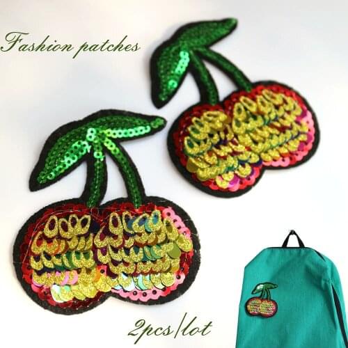 2pc/lot iron on cherry fruits patches for clothing Small embroidery ironing applique parches sticker for bags backpack jeans