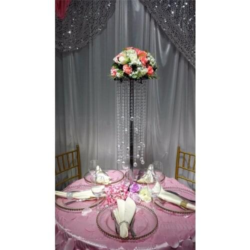 70cm Tall Crystal Table Centerpiece Silver flower stand Wedding Party Decoration
