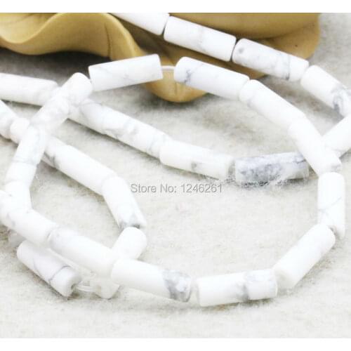 Accessories White Turkey Stone Stripe Loose DIY Beads Stone Accessory Parts Bamboo Tube Jewelry Making Design 15inch 5X14mm Gift
