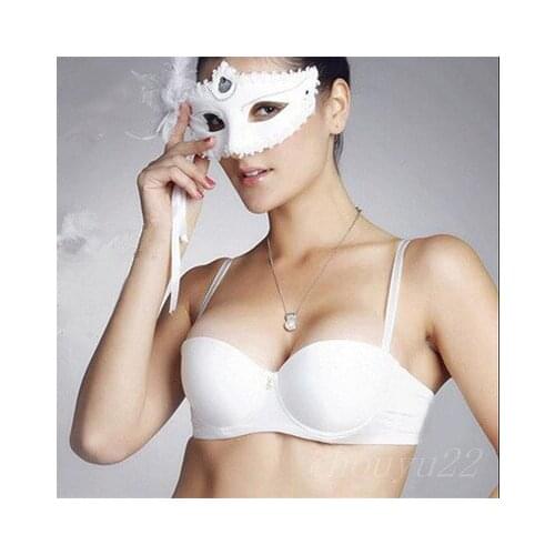 BRZFMRVL white color fashion gather solid sexy lingerie bra Seamless Underwire cute bra 1/2 Cup Sexy Strap Push Up Bra for Women