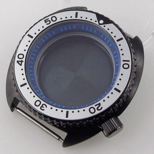 Black PVD Plated Automatic Brushed Watch Case fit NH35A NH36A Movement Chapter Ring Screwdown Crown Flat Sapphire Glass