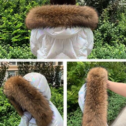 DANKEYISI Raccoon Fur Collar For Parkas Coats Warm Mink Fur Scarf Large Fur Collar Scarves Male Jackets Fur Hood Trim Scarf