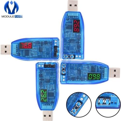 DC-DC 5V to 3.3V 9V 12V 24V Step UP Down USB Power Supply Board Module Red Green Display Voltage Up Button Adjustment