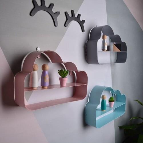 Nordic Iron Cloud Storage Holders Wall Hanging Metal Display Shelf Multi-function Home Desktop Decoration Sundries Organizer