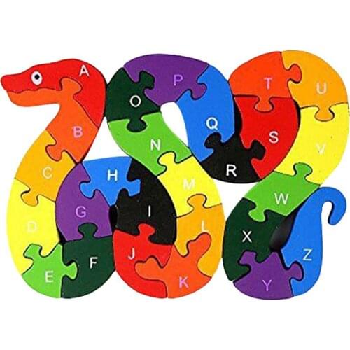 Kids toys Wooden Colorful 3D Chunkyes Animal Car Jigsaw Puzzle Alphabets Number Learning Toy New