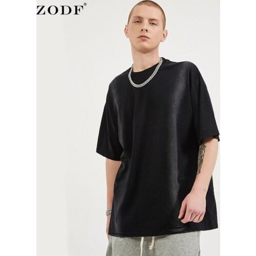 ZODF Brand Design Summer Mens Cotton T-Shirt Washed Oversized Unisex High Street Heavy Weight T Shirts Tees HY0258