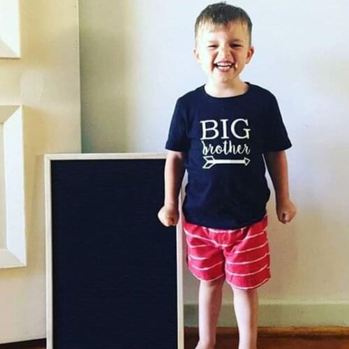 Big Brother Announcement T-shirt Outfit Kids Boys Fashion Short Sleeve Black Tshirt Sibling Funny Tees Children Casual Tops