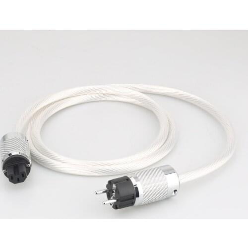 Audiocrast P124 OCC Silver plated Power cable Power Cable with Rhodium plated Carbon fiber European Power cable Schuko Power