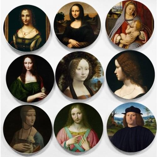 Da Vinci oil painting wall decorative hanging plate artistic ceramic craft background decoration Renaissance Mona Lisa