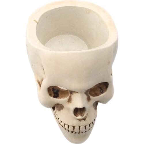 Resin Statue Skull Head Planter Flower Pot Home Office Plant Decor Flowerpot