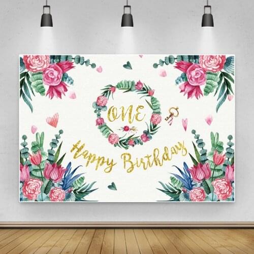 Colorful Wreath 1st Birthday Backdrop Kids Party Background Baby Shower Photocall Prop Table Banner Decoration Wallpaper