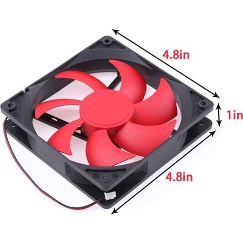 120mm PC Cooling Fan Red Blade 12V Desktop Case Fan Cooler 2 Wire 2 Pin Connector For Computer Case/ Power Supply