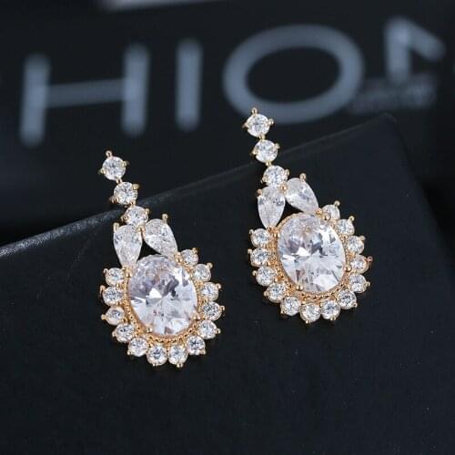 DE275 Fashion Delicacy Cool Trend 4A Zircon Water Droplet Earrings GIRLS Gift Party Banquet WOMENS Jewelry Ear Stud 2021