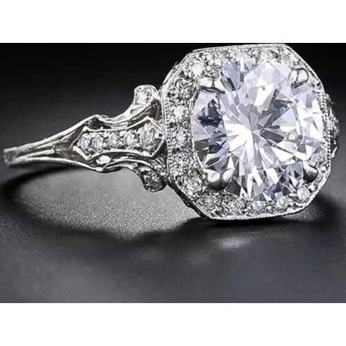 Fashion Jewelry Women Ring Vintage Patter Geometric Design Crystal Rhinestones Ring For Women Accessories Party Gift