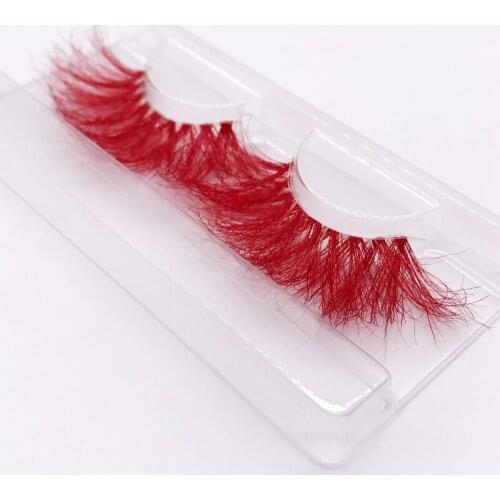 3D Red Mink Hair False Eyelashes 25mm Mink Hair A Pair of Cross Colorful Exaggerated Eyelashes