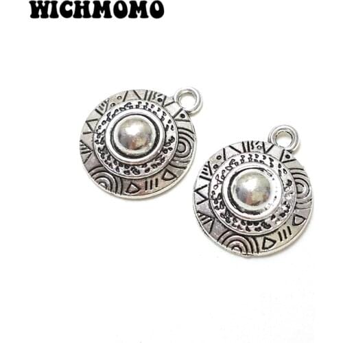 New Fashion 10 Pieces Cute Round Zinc Alloy Convex Center Charms Pendants Earring Necklace Diy Jewelry Accessories PJ390