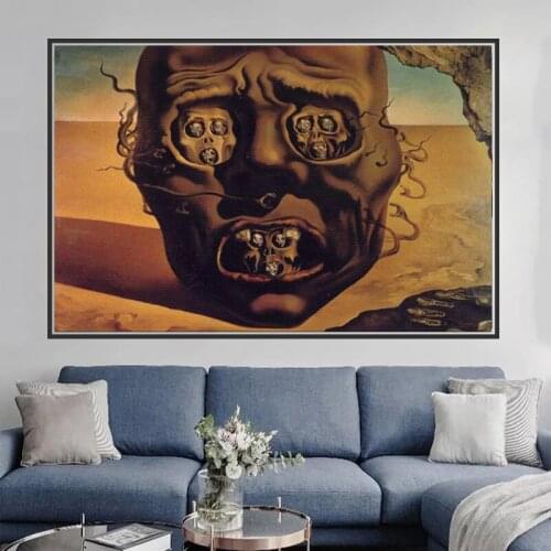 Famous Painting Posters George Salvador Dali Skeleton Fantasy Canvas Prints Oil Painting Wall Art Pictures for Living Room Decor