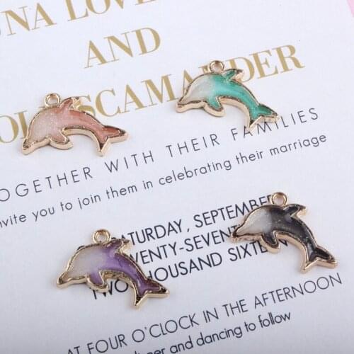 Pearlescent Dolphins Pendant Gradient Color Charms Elegant DIY Accessories For Handmade Women Jewelry Necklace Bracelets