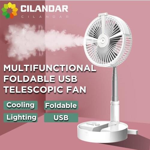 2021 New folding retractable portable usb mobile power humidifying spray illumination home office outdoor net red small fan