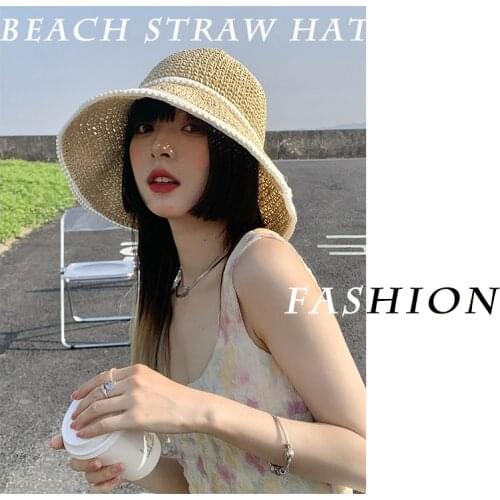K146 Womens Bucket Hat Straw Hat Panama 2021 Womens Summer Hat For The Beach Sun Visor Sun Protection Summer Straw Hat Sunhat