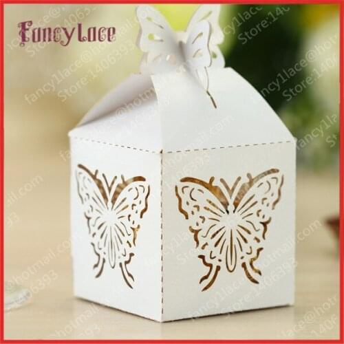 50X Butterfly Wedding Favor Box, Laser Cut Gift Box, Candy Box, Chocolate Box Customized for Party Decoration, Table Decoration