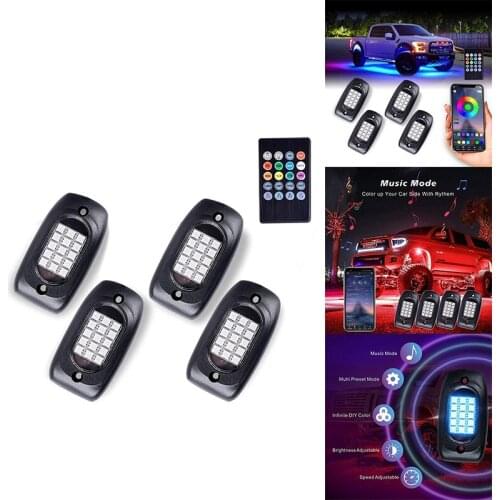 LED Rock Lights - Multicolor RGB Underglow Neon Lights Waterproof Music Mode for Jeep Truck Car UTV ATV SUV