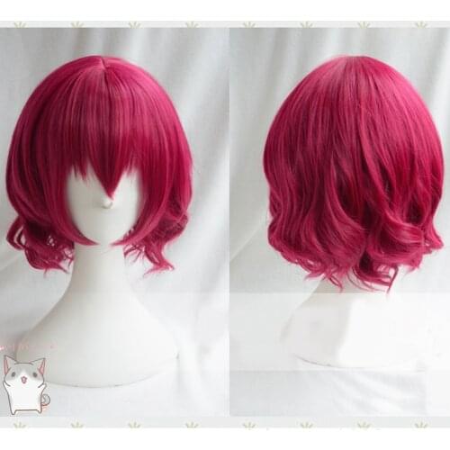 Morematch Akatsuki no Yona Yona Short Rose Red Curly Heat Resistant Hair Cosplay Costume Wig + Free Wig Cap