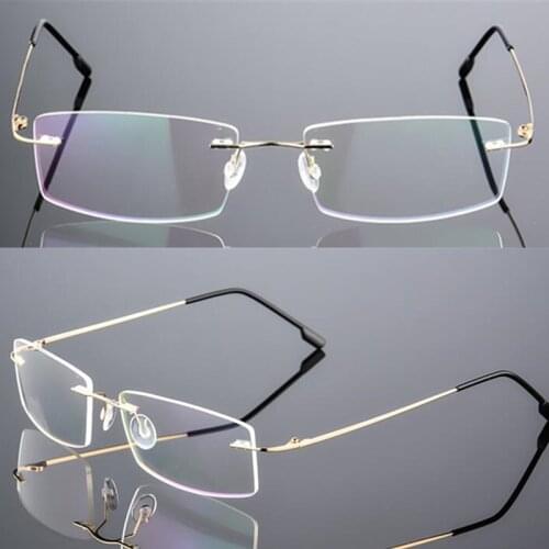 Titanium Alloy Eyeglasses Frame Men Ultralight Square Prescription Myopia Optical Rimless Glasses Frames Unisex Eyewear Rx Able