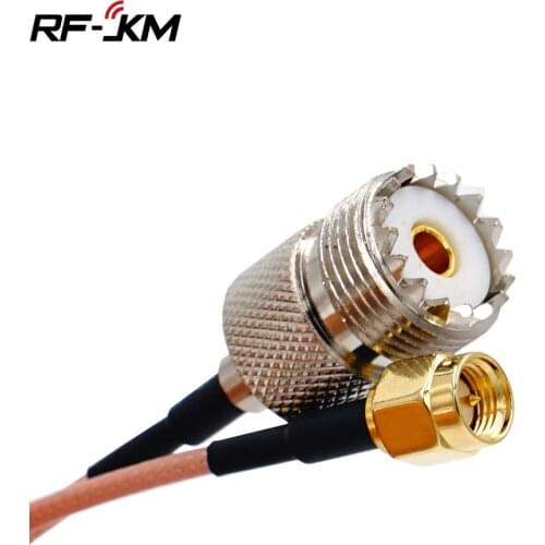 UHF SO239 Female PL259 to SMA Male Plug Crimp Adapter RG316 Cable Jumper Pigtail