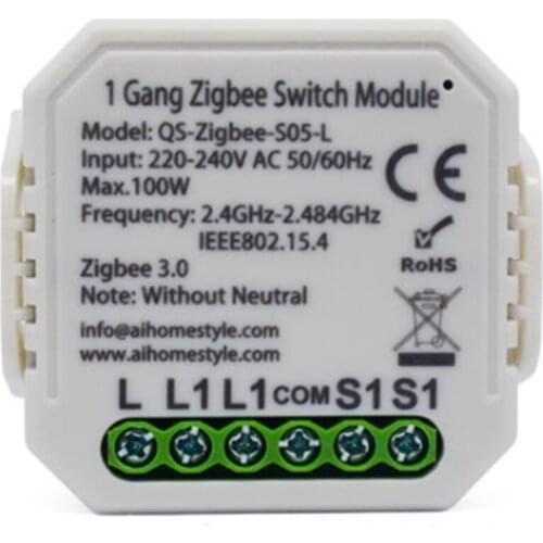 Tuya Zigbee 3.0 Smart Switch Module No Neutral Eu 220V 1 Way Wireless Light Switch Compatible Alexa Google Home