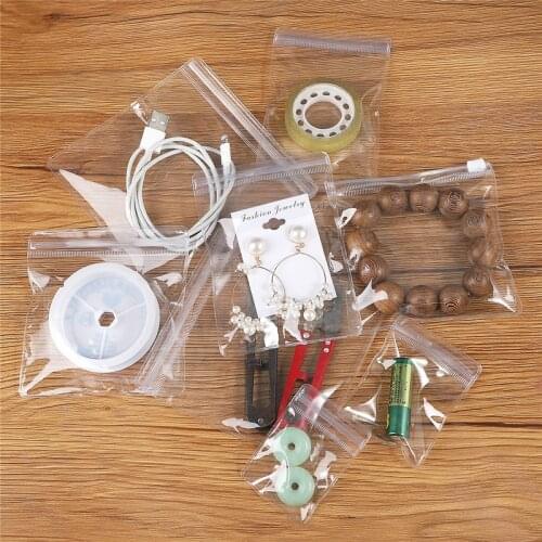 High Quality 50pcs PVC Self Sealing Plastic Jewelry Zip Lock Bags Thick Clear Ziplock Earrings Packaging Storage Bags
