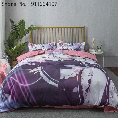 Japanese Anime Bedding Set 3d Cartoon Girl Microfiber Duvet Cover Queen King Size Comforter Cover Set Bed Linen