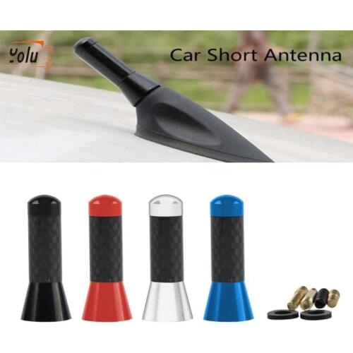 YOLU Car Styling Roof Antenna Enhanced Signal Carbon Fiber Screw Metal Short Stubby Mast Antenna for Benz Honda Mazda