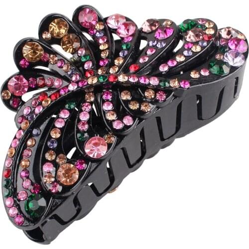 Colorful Rhinestone Hair Claw Barrettes Women Crystal Hair Crab Hairpin Colorful Hair Claw Accessories Clamp Ladies Headwear