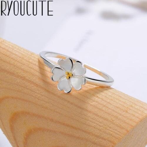 Bohemian Vintage Silver Color Flower Rings for Women Bijoux Gift Female Adjustable Size Finger Rings Anillos Wholesale
