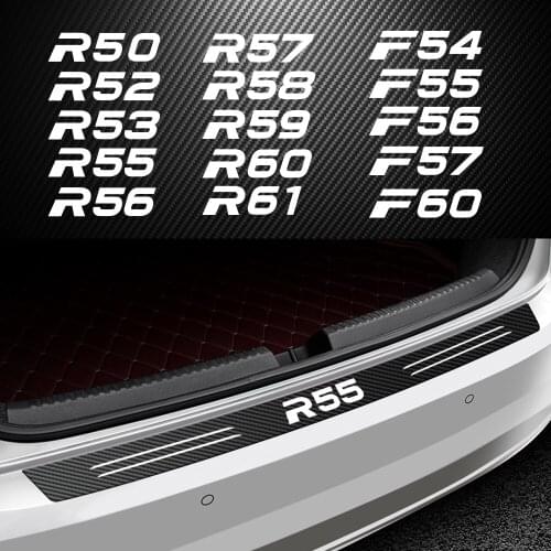 1PCS Carbon Fiber Car Trunk Guard Stickers For mini R50 R52 R53 R55 R56 R57 R58 R59 R60 R61 F54 F56 F57 F60 Emblem decoration