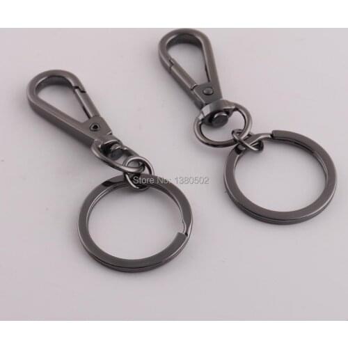 10PCS/lot Top Quality Gunmetal Color Metal Swivel Snap hook Key Ring Key Chain Diy hardware Accessories