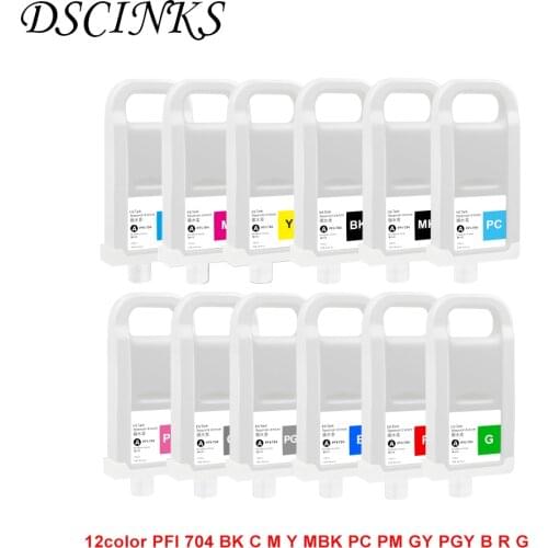 12 PCS 700ML PFI-704 PFI 704 Refillable Ink Cartridge for Canon IPF8300 IPF8310 IPF-8300 IPF-8310 IPF 8300 8310 PFI704 with Chip
