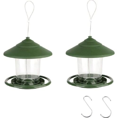 2 Pack Wild Bird Feeder with S Hook,Outside Hanging Bird Feeder with Roof,Gazebo Bird Feeders for Garden Yard