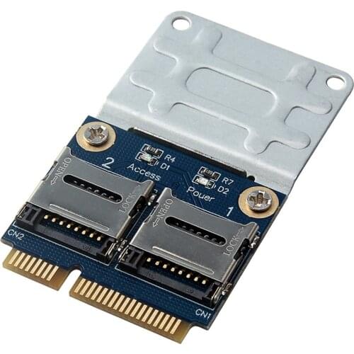 2 SSD HDD for Laptop Dual Micro- SD SDHC SDXC TF to Mini PCIe Memory Card Reader MPCIe to 2 Mini-Sdcards Mini Pci-E Adapter