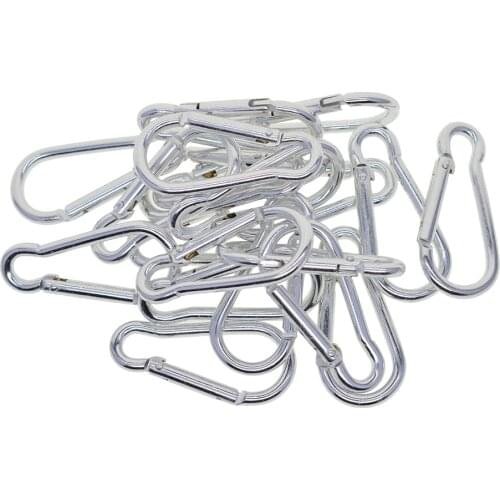 20 Pieces D Shape Sports Camping Hiking Carabiner Buckle Snap Spring Clip Hooks D-ring Keychain Key Ring