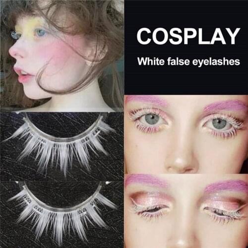 3Pairs White Eyelashes Cosplay Makeup Natural Long Eyelashes Extension Cross Strip False Eye Lashes Beauty Makeup Tools