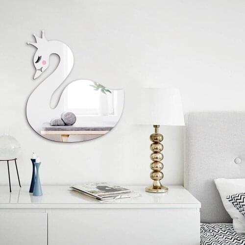 3D Swan Acrylic Mirror Wall Stickers Home Decor Living Room Bathroom Decorative Mirrors Wall Decals DIY Self-Adhesive Wallpaper