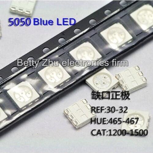 500PCS/LOT 5050 bright blue LED light emitting diode