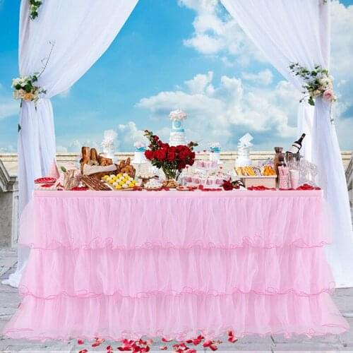 6/9 Ft Tablecloth 3 Layer Tulle Table Skirt Tutu Para Mesa Baby Shower Table Cloth for Wedding Birthday Party Decoration