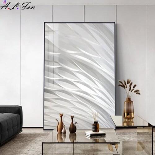 Abstract modern geometric canvas painting gray white Nordic poster wall art pictures for living room bedroom decor industrial