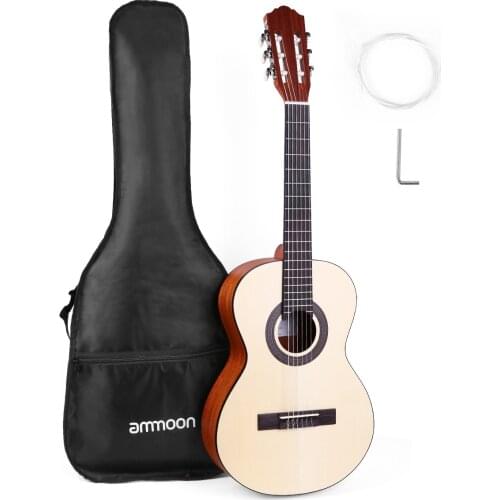 Ammoon CG-11 36 Inch Travel Acoustic Classical Guitar Junior Size 6-String Spruce Topboard with Gig Bag Strings
