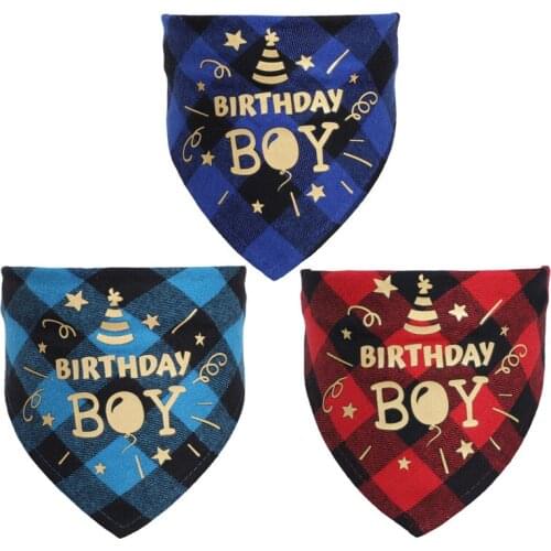 Cat Dog Bandana Bibs Happy Birthday Bandanas Dog Scarfs Triangle Bibs Adjustable Pet Neckerchief Pet Accessories