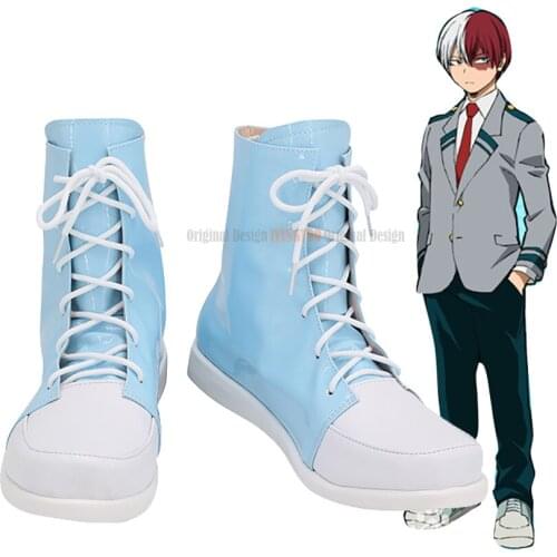 Boku no Hero Academia Shoto Todoroki Shoes Cosplay My Hero Academia Shoto Todoroki Cosplay Boots Leather Shoes