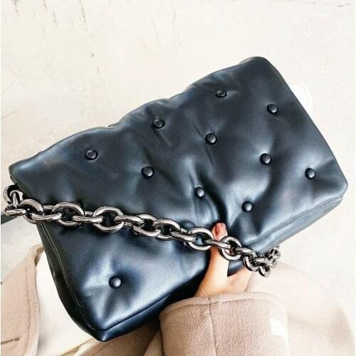 Branded Womens Shoulder Bags Hot Denim Quality Thick Metal Chain Shoulder Purses And Handbag Women Clutch Bags Ladies Hobo Bag